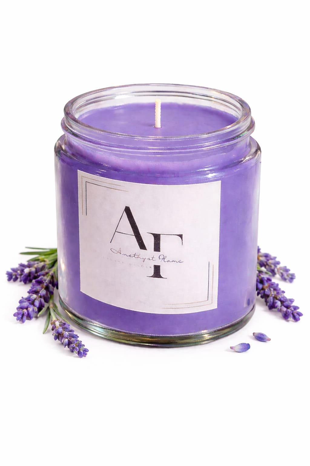 Amethyst Flame Lavender Scented Glass Jar Candle (Pack of 1)