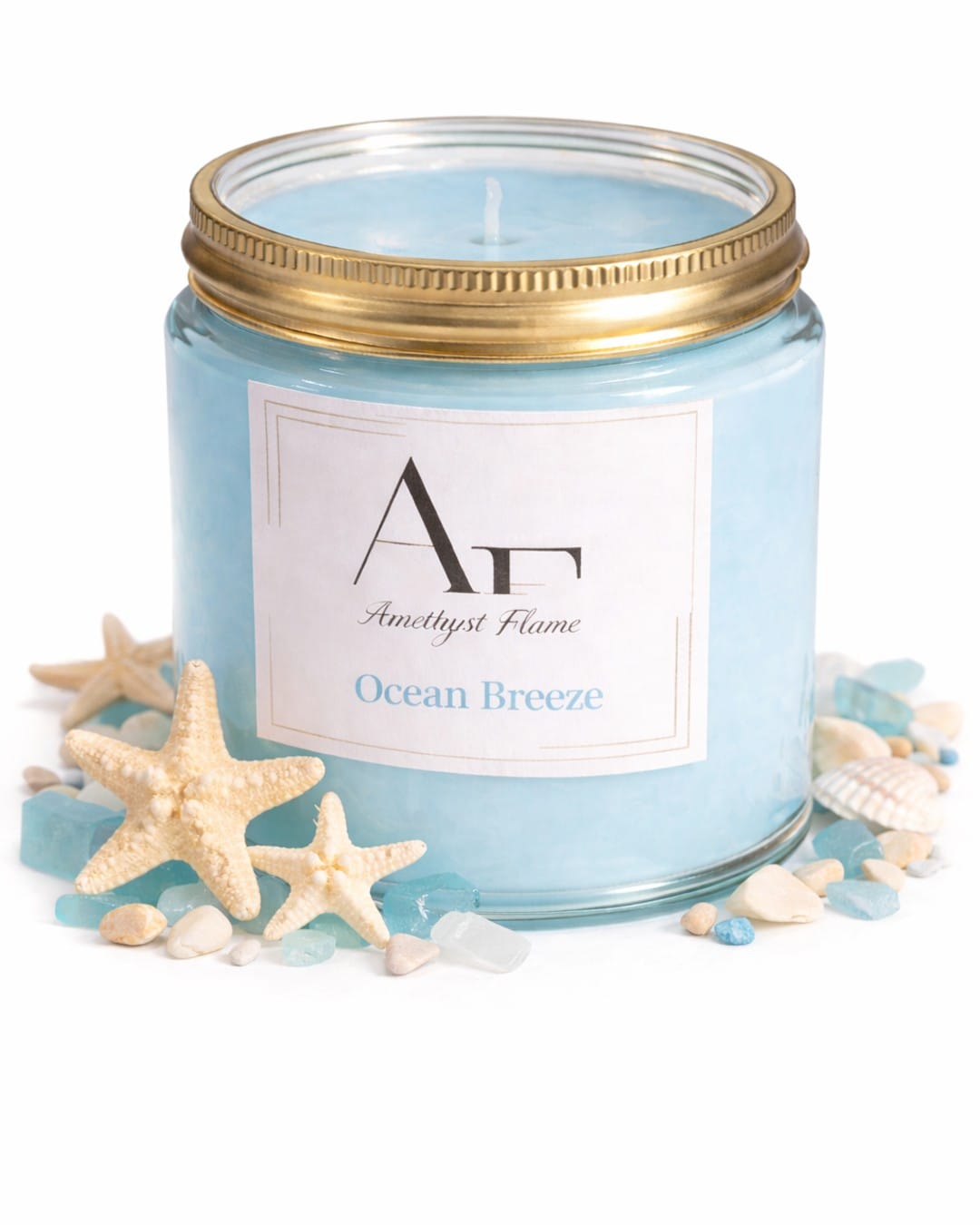 Amethyst Flame "Ocean Breeze" Scented Soy Candle(Pack of 1)
