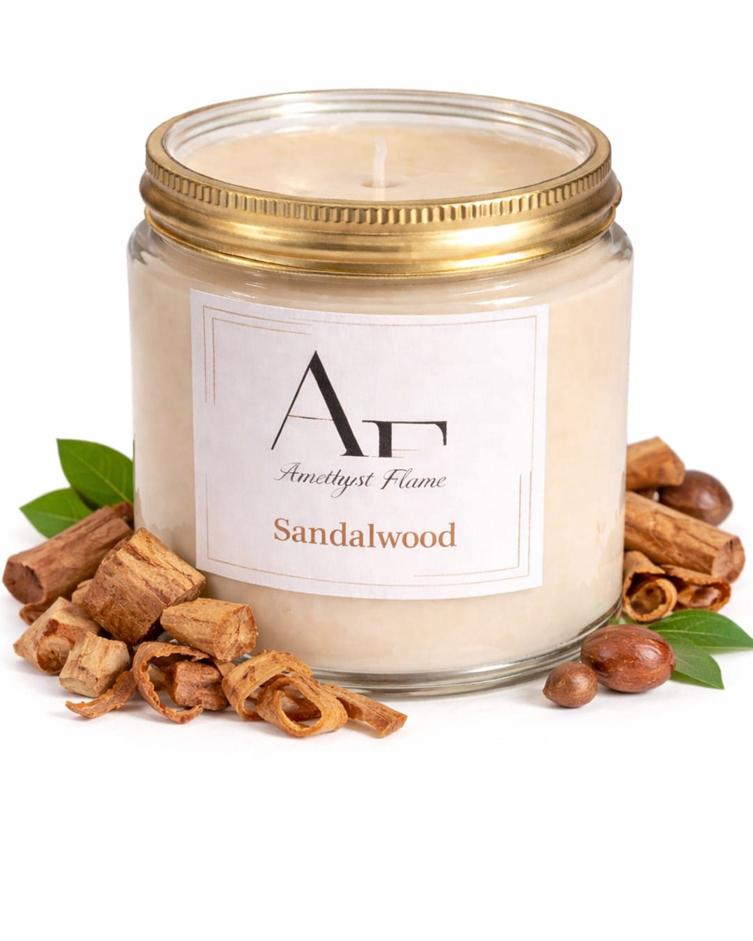 Amethyst Flame "Earth & Ember" Premium Sandalwood Scented Candle (Pack of 1)