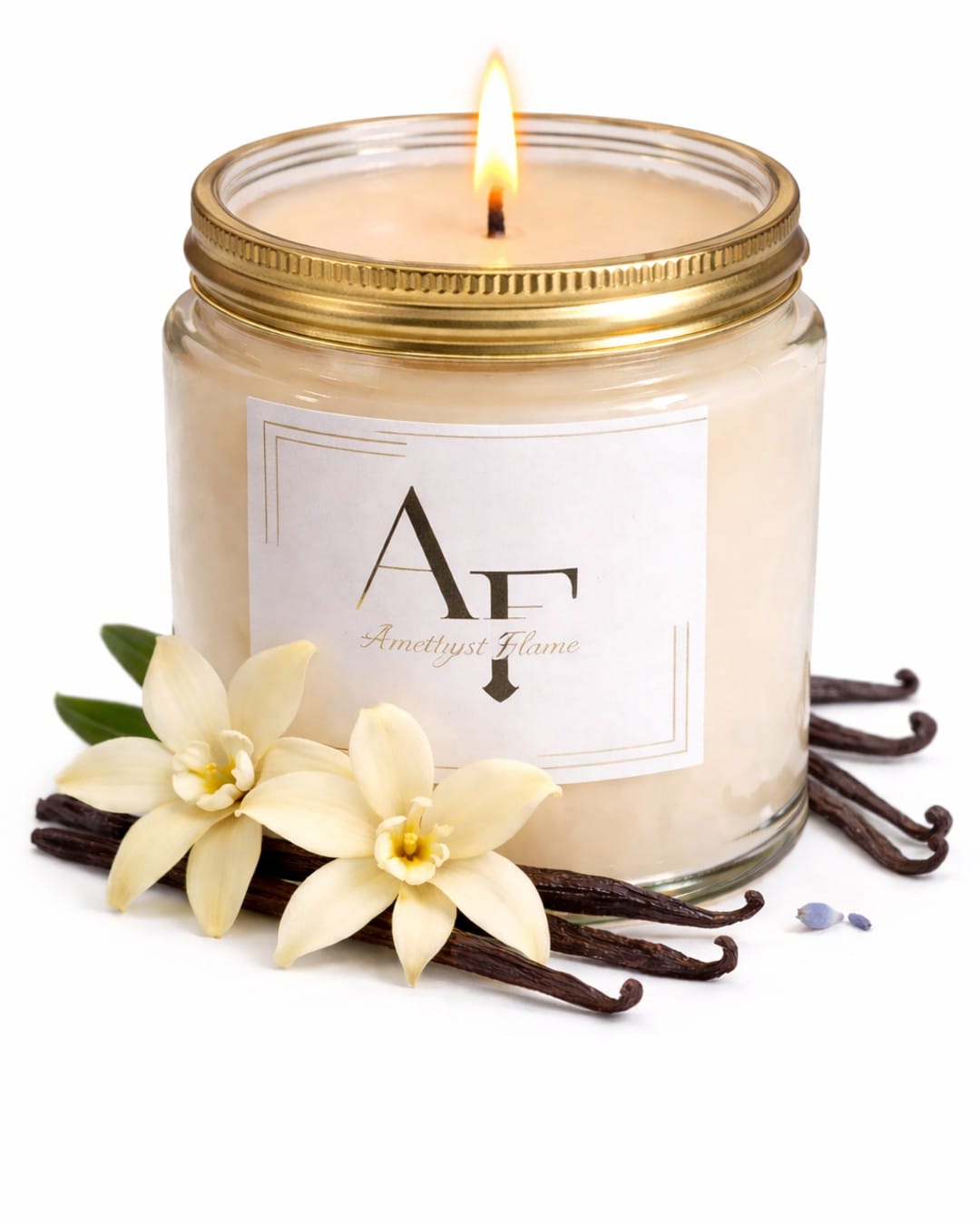 Amethyst Flame Signature Vanilla Bean Soy Candle (Pack of 1)