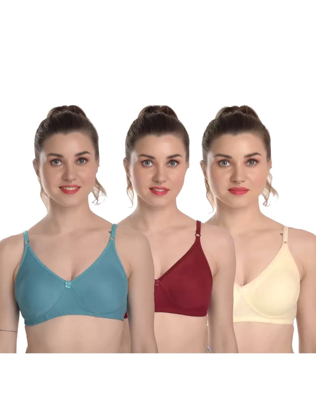 Akakee multicolor cotton bra set of 3