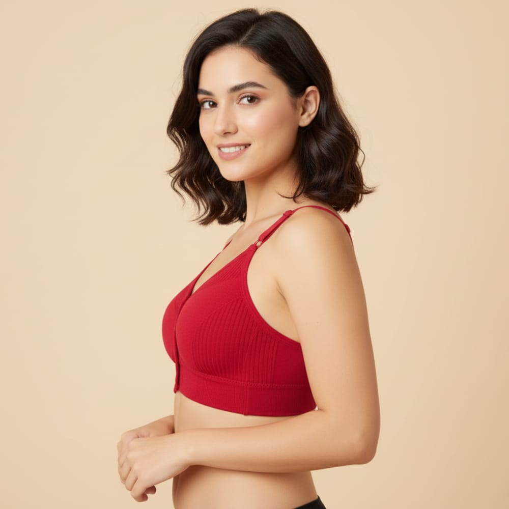 Women’s Front Button Padded Comfort Bra (Pack of 1)