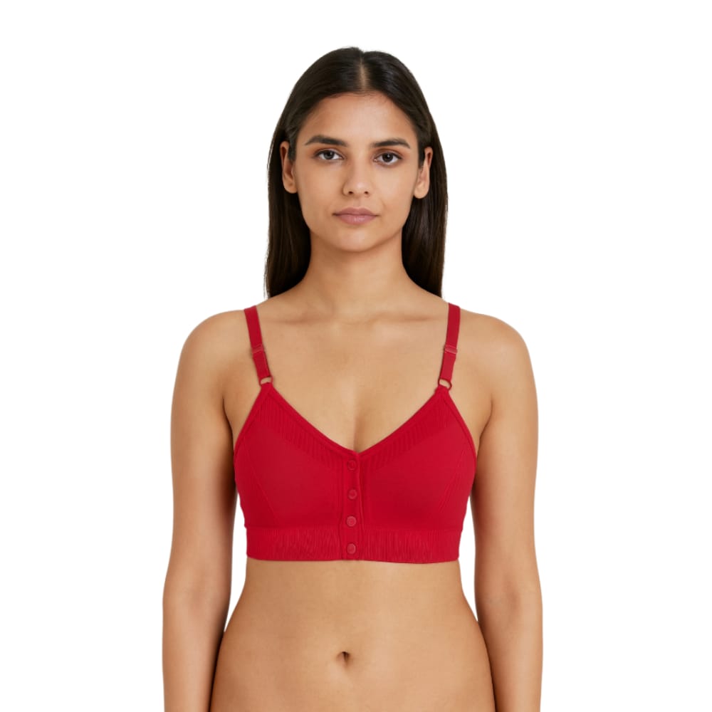 Women’s Front Button Padded Comfort Bra (Pack of 1)