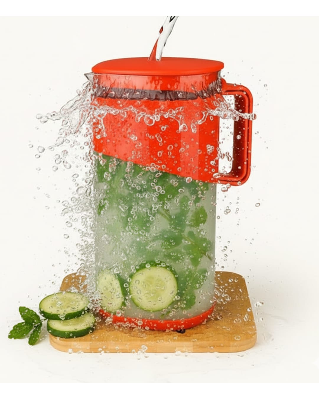 ROYAL EAGLE Plastic Jug with Lid | Red Water Jug for Dining Table | Ideal for Ice Tea, , Cocktails, Mocktails & Beverages | Stylish & Durable Pitcher for Home or Party Use – 1800 ml