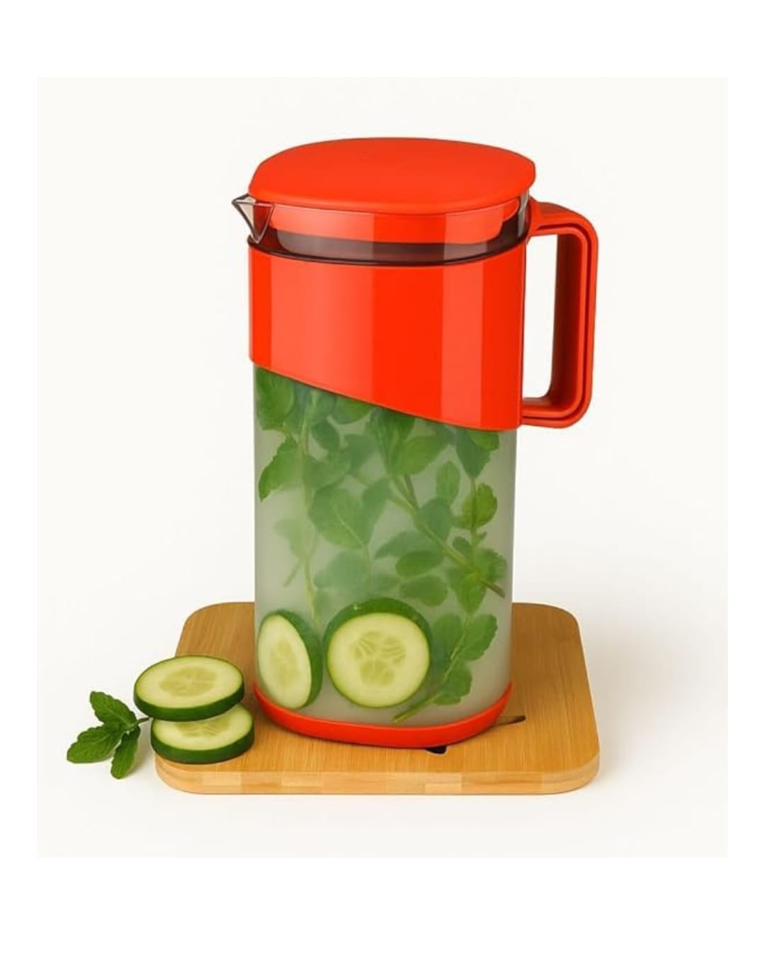 ROYAL EAGLE Plastic Jug with Lid | Red Water Jug for Dining Table | Ideal for Ice Tea, , Cocktails, Mocktails & Beverages | Stylish & Durable Pitcher for Home or Party Use – 1800 ml