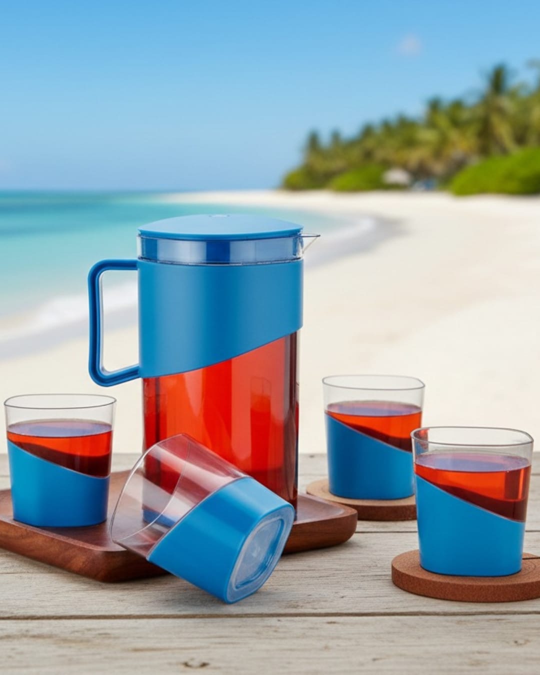 ROYAL EAGLE Plastic Jug with Lid | Blue Water Jug for Dining Table | Ideal for Ice Tea, , Cocktails, Mocktails & Beverages | Stylish & Durable Pitcher for Home or Party Use – 1800 ml