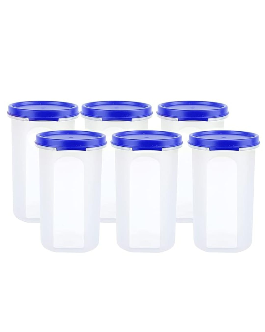 Airtight Plastic Storage Container Set with Blue Lid (Pack of 6)