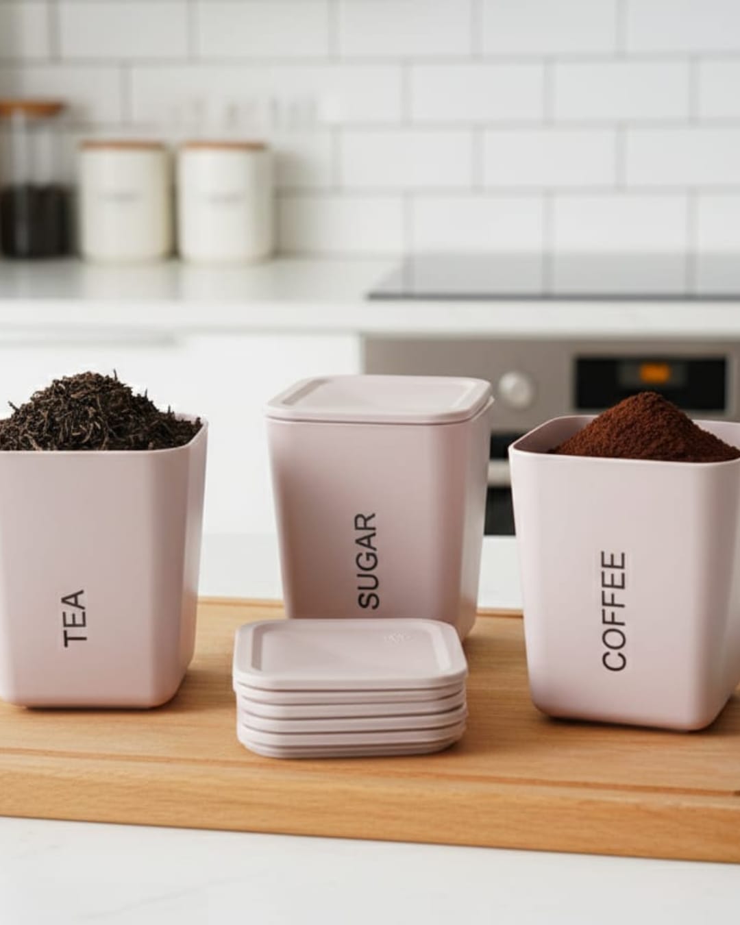 Tea Coffee Sugar Storage Container Set with Lids (Pack of 3)