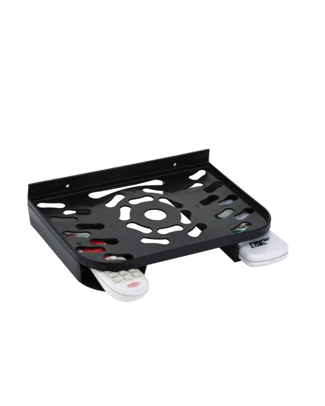 Wall-Mounted Set Top Box Stand with Integrated Dual Remote Holders (Pack of 1)