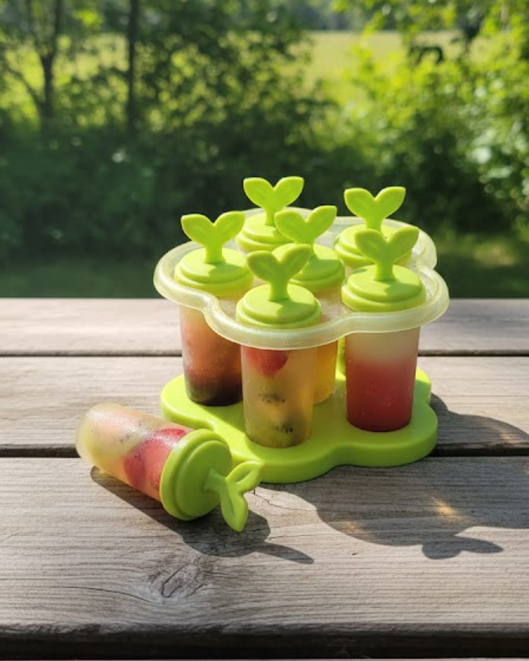 6 Cavity Plastic Ice Candy / Popsicle / Kulfi Maker Mold with Stand  (Pack of 6)