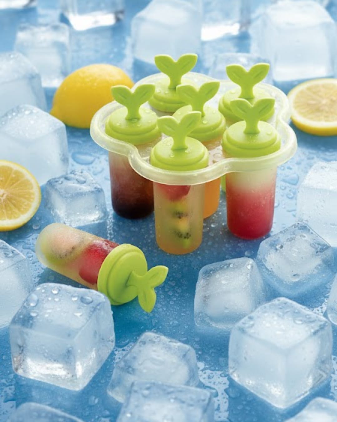 6 Cavity Plastic Ice Candy / Popsicle / Kulfi Maker Mold with Stand  (Pack of 6)