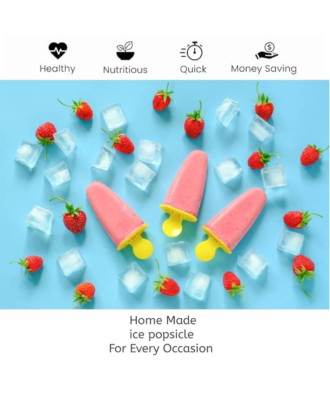 6-Slot Plastic Reusable Ice Pop / Kulfi Maker Mold Set with Stand (Pack of 6)