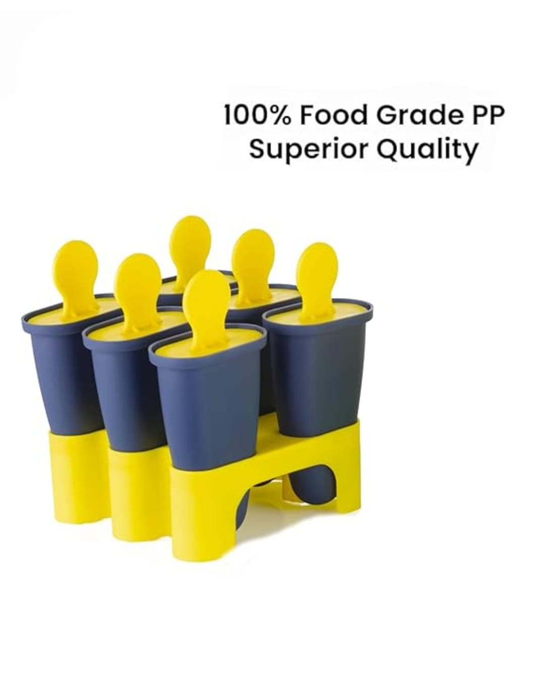 6-Slot Plastic Reusable Ice Pop / Kulfi Maker Mold Set with Stand (Pack of 6)