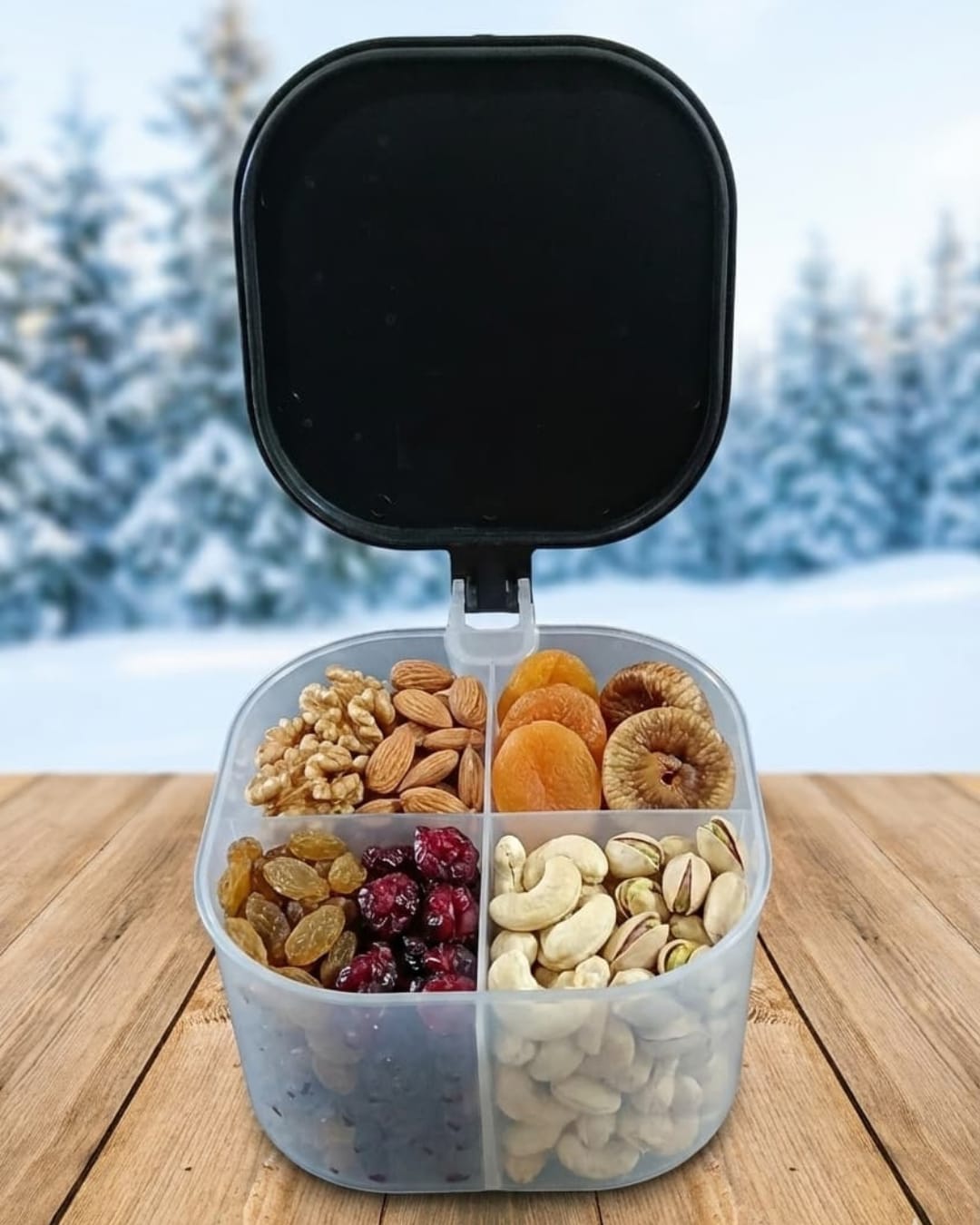 Kitchen Expert Square Masala Box with 4 Compartments  (Pack of 1)