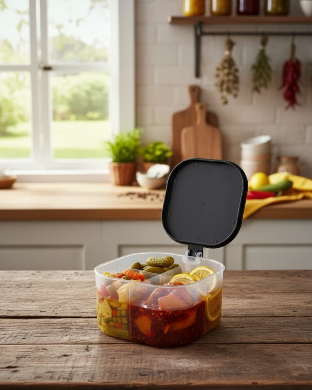 Kitchen Expert Square Masala Box with 4 Compartments  (Pack of 1)