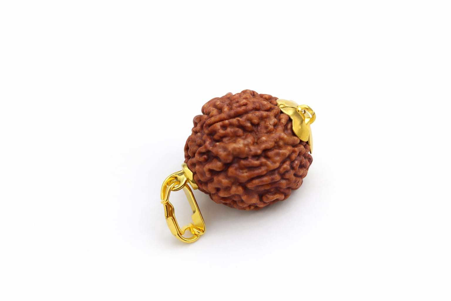 Gold-Plated Rudraksha Pendant Mala Chain with Decorative Caps for Men & Women (Pack of 1)