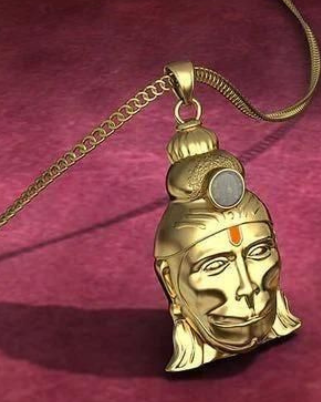 Handcrafted 18K Gold-Plated Lord Hanuman Bajrangbali Face Pendant with Tilak(Pack of 1)