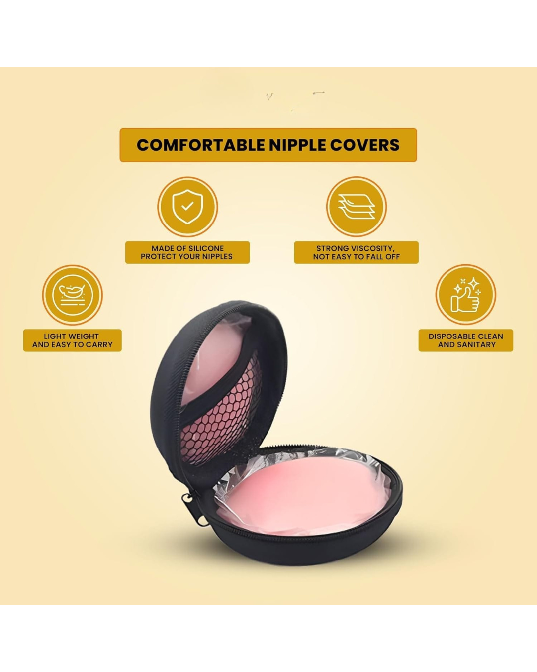 Premium Reusable Nipple Cover Adhesive Sticker Pasties Silicon Pads (Pair of 2)