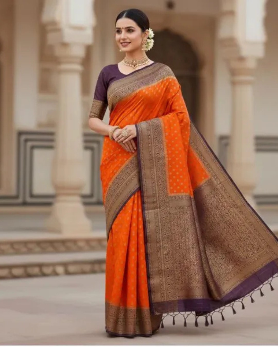 Women's Premium Khadi Georgette Saree with Unstitched BP (Pack of 1)