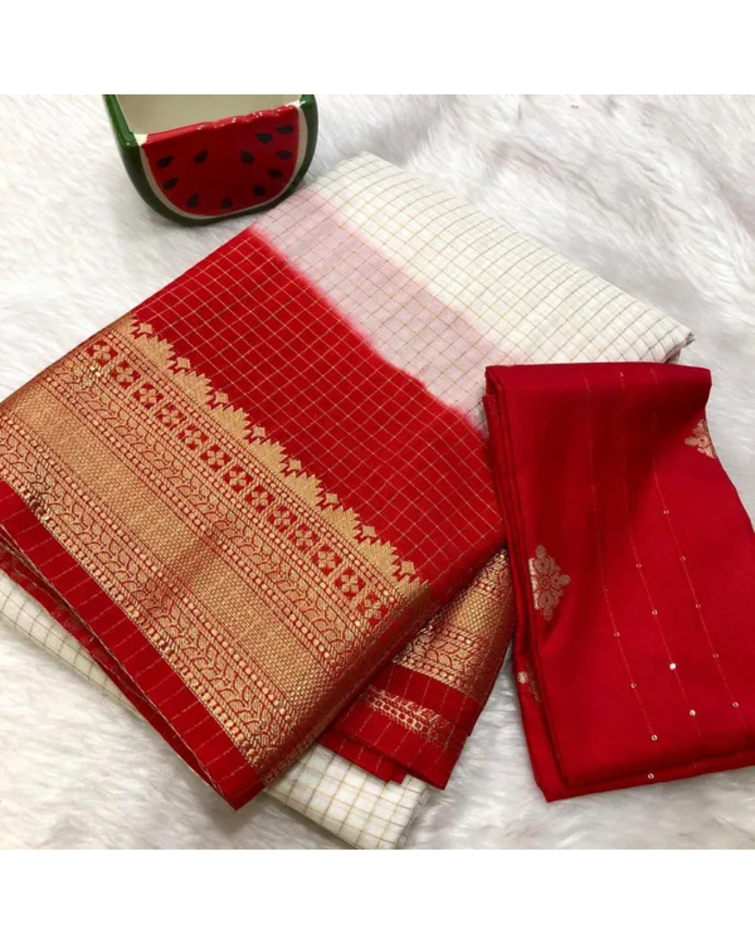 Women's Premium 2D Semi Mysore Silk Saree with Unstitched BP (Pack of 1)