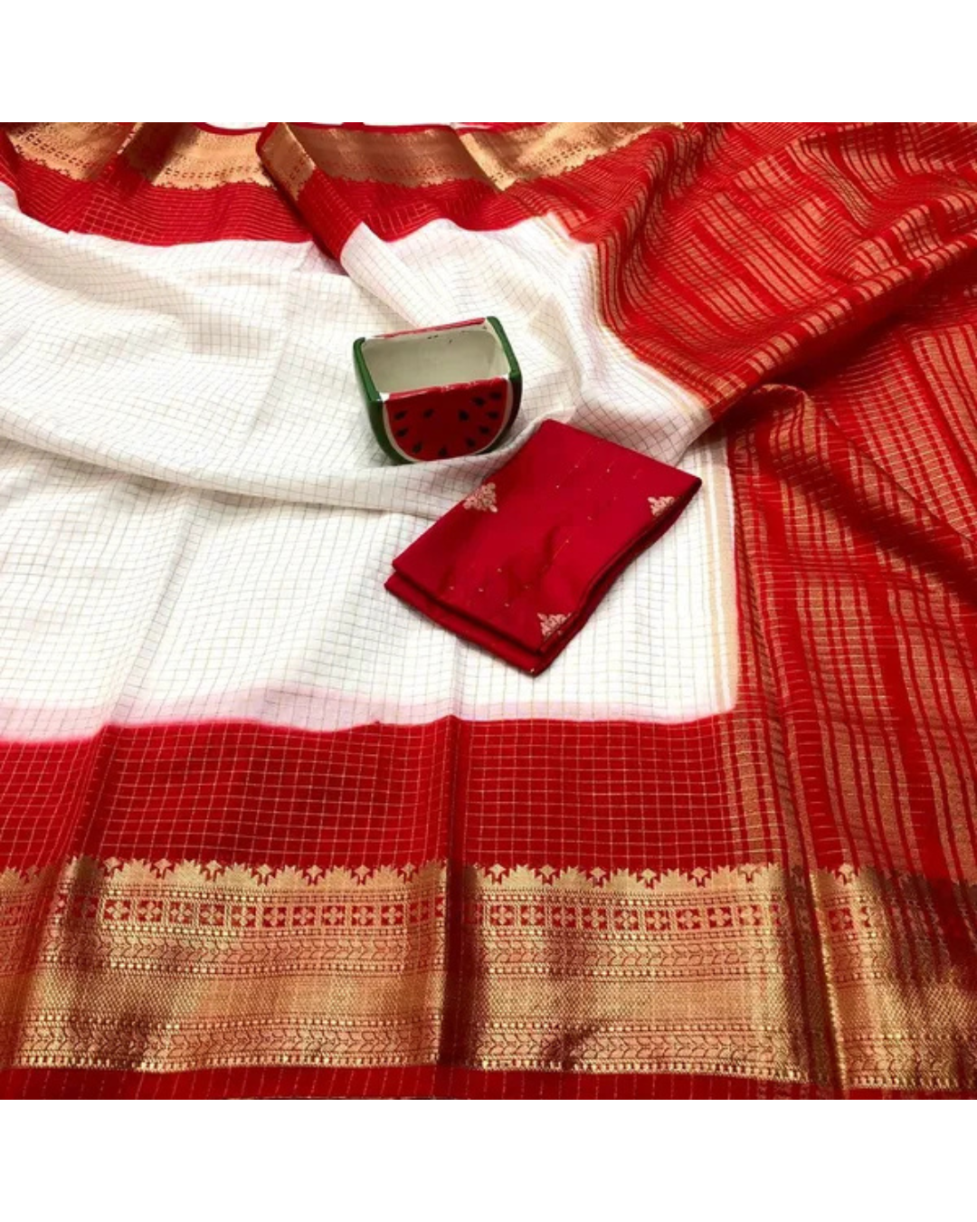 Women's Premium 2D Semi Mysore Silk Saree with Unstitched BP (Pack of 1)