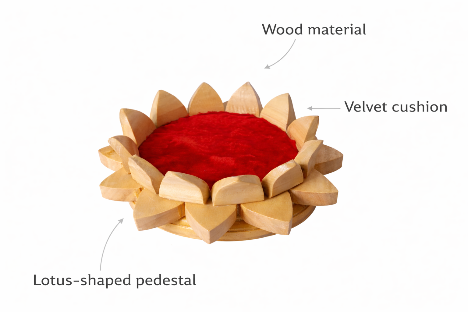 Handcrafted Wooden Lotus Design Pooja Chowki with Velvet Cushion (Pack of 1)