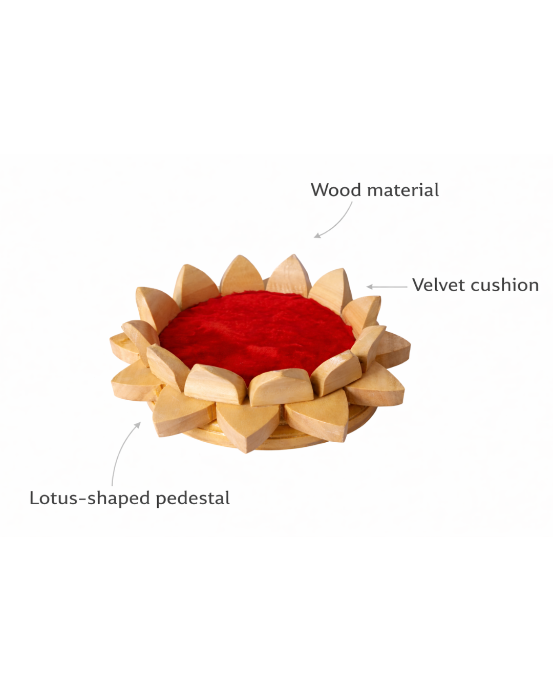 Handcrafted Wooden Lotus Design Pooja Chowki with Velvet Cushion (Pack of 1)