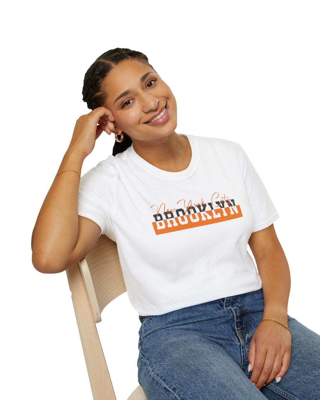 HELLKnit Brooklyn New York City Unisex Graphic White T-Shirt(Pack of 1)