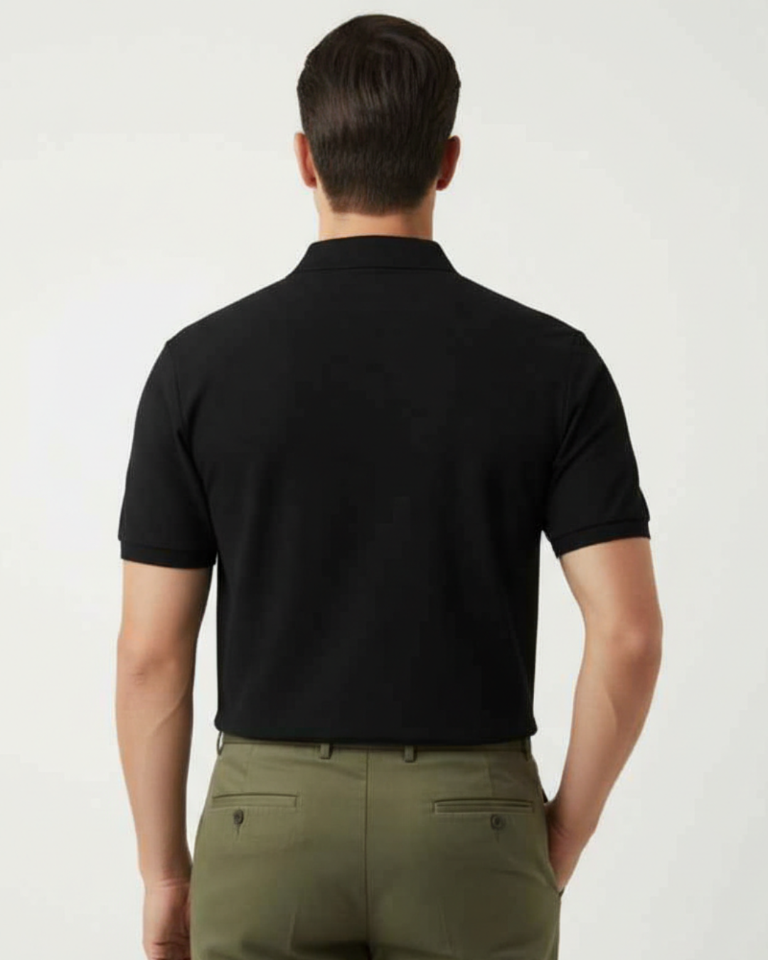 Men’s Slim-Fit Black Zip-Neck Polo Shirt(Pack of 1)