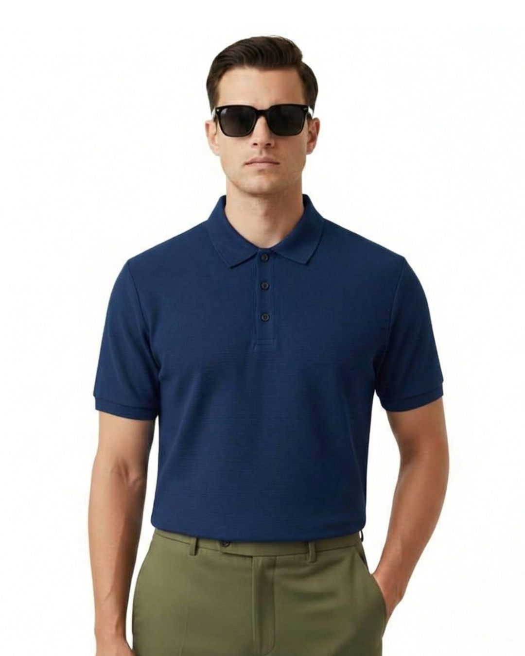 Men’s Slim-Fit Black Zip-Neck Polo Shirt(Pack of 1)