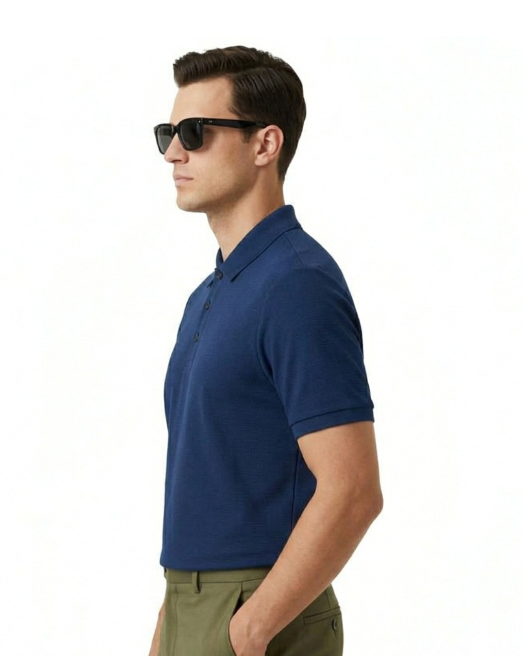 Men’s Slim-Fit Black Zip-Neck Polo Shirt(Pack of 1)