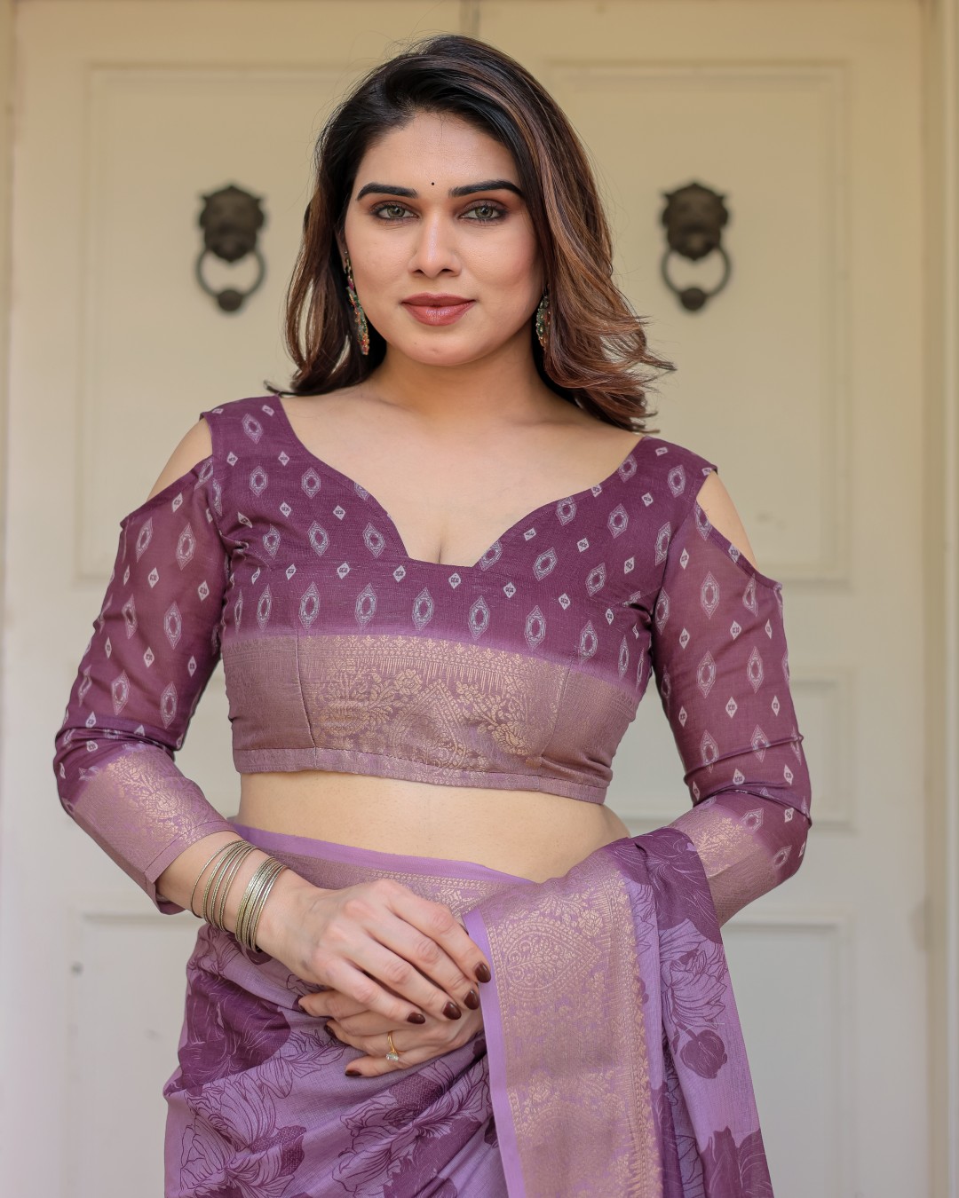 Traditional Printed Handloom Cotton Saree with Rich Zari Border & Heritage Pallu(Pack of 1)