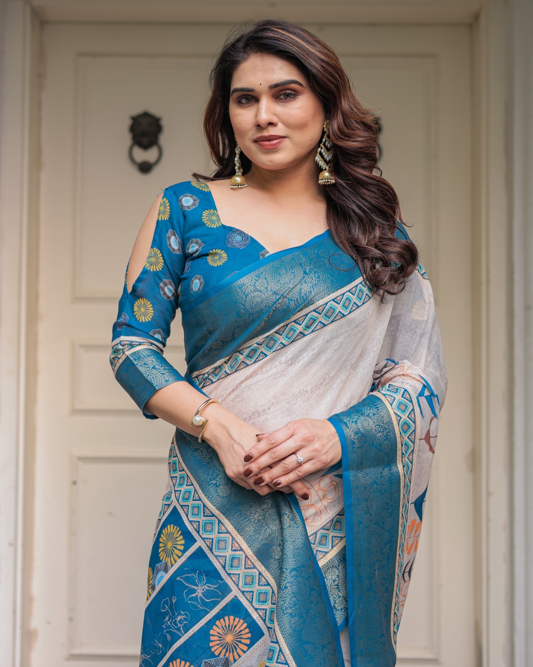 Traditional Printed Saree with Rich Zari Border & Tassels – Elegant Ethnic Festive Wear(Pack of 1)