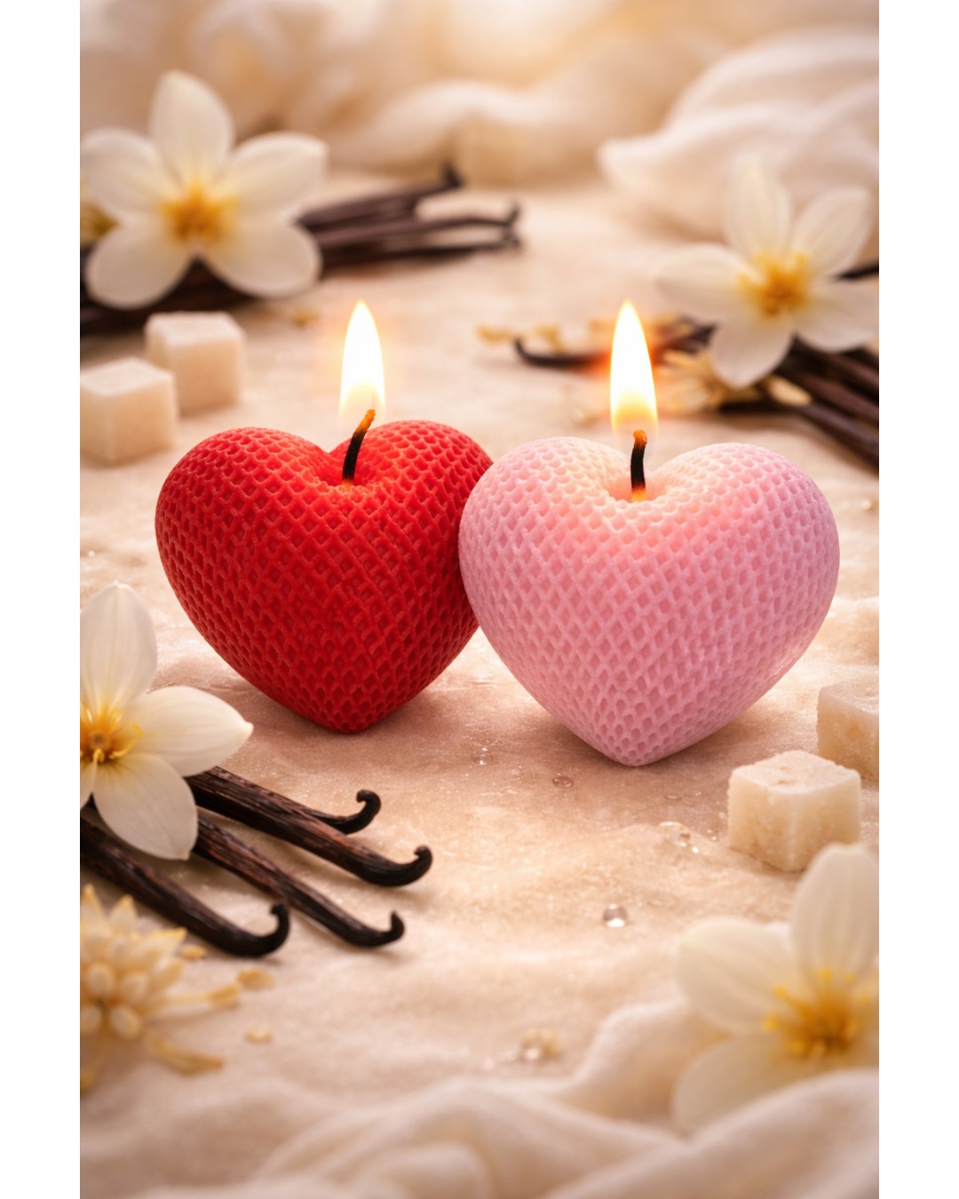 Romantic Heart Shape Scented Candle Set – Red & Pink Decorative Love Candles for Home Decor & Gifting (Pack of 2)