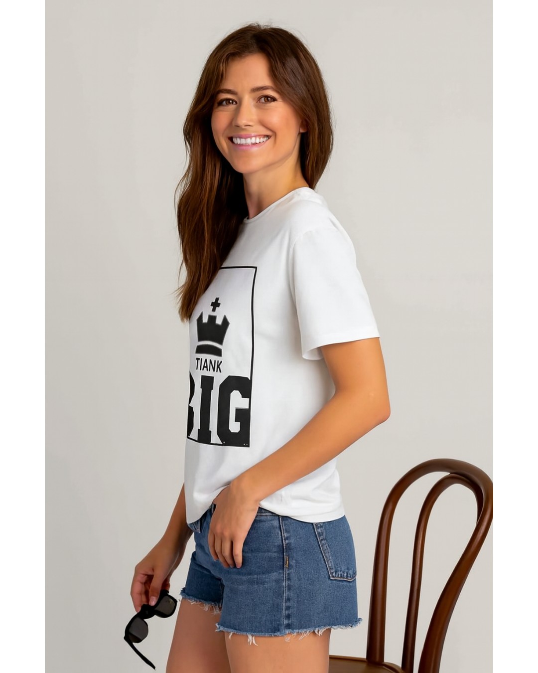 Hellknit Women Pure Cotton Drop Shoulder, Oversized Tshirt, with Print Think BIG- Pack of 1