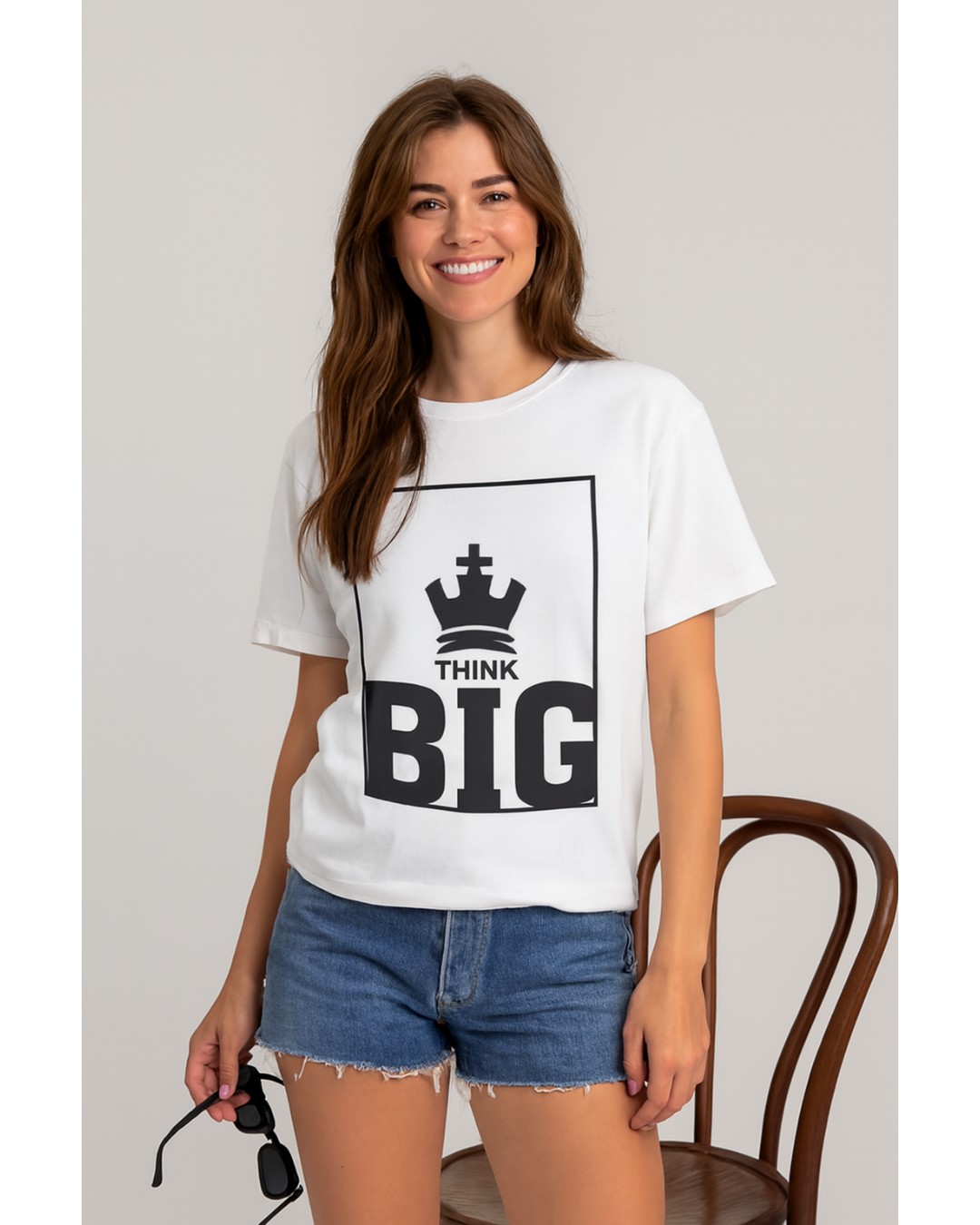 Hellknit Women Pure Cotton Drop Shoulder, Oversized Tshirt, with Print Think BIG- Pack of 1