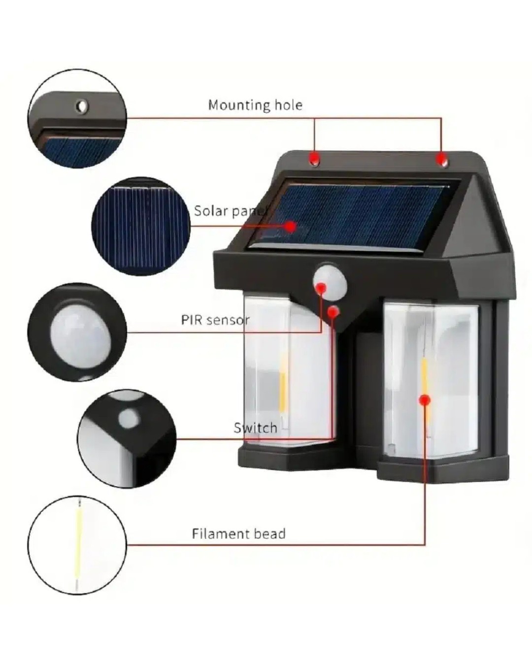 Double Lamp LED Solar Lamp Set, Waterproof Up-Down Luminous Light for Outdoor (Pack of 1)