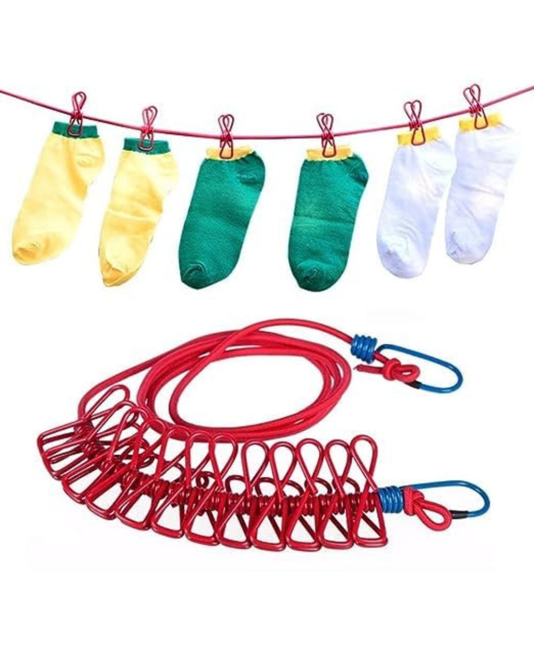 Portable Laundry Drying Hanger Rope Clips, Space Saving, Windproof & Travel Friendly Hanger (12 Clips )