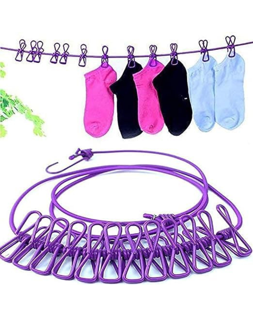 Portable Laundry Drying Hanger Rope Clips, Space Saving, Windproof & Travel Friendly Hanger (12 Clips )