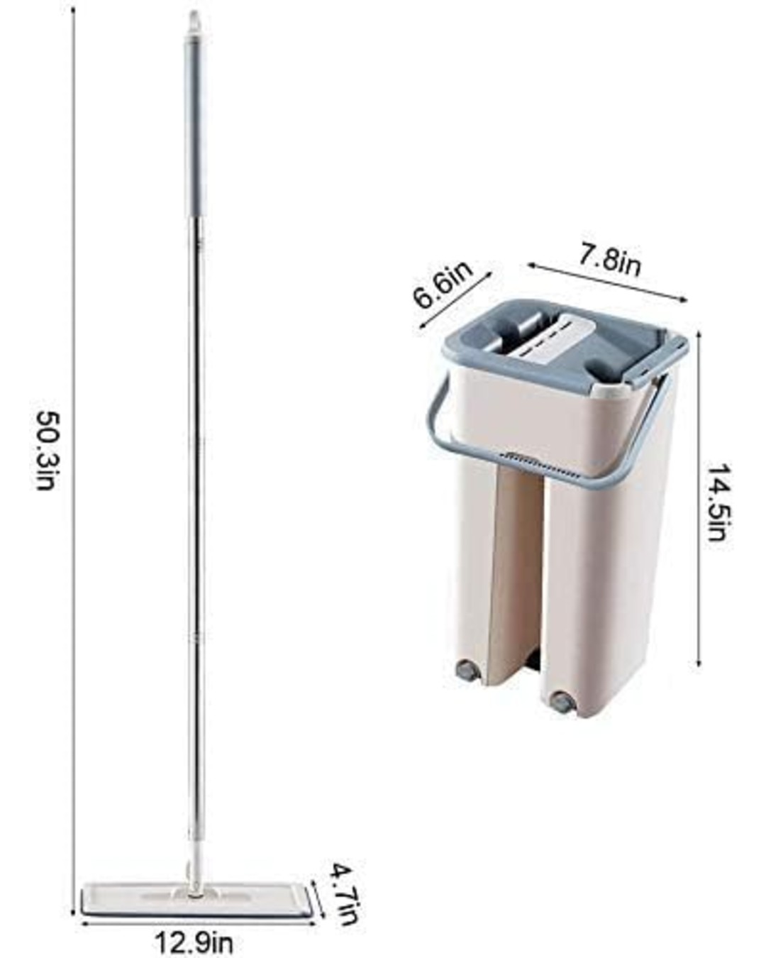 Bucket Mop Set with Wringer – Easy Spin Floor Cleaning Mop for Home (Pack of 1)