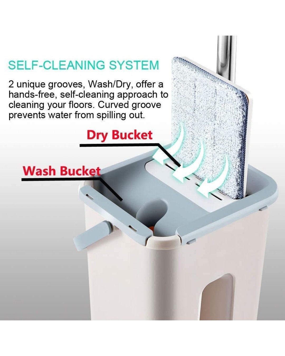 Bucket Mop Set with Wringer – Easy Spin Floor Cleaning Mop for Home (Pack of 1)