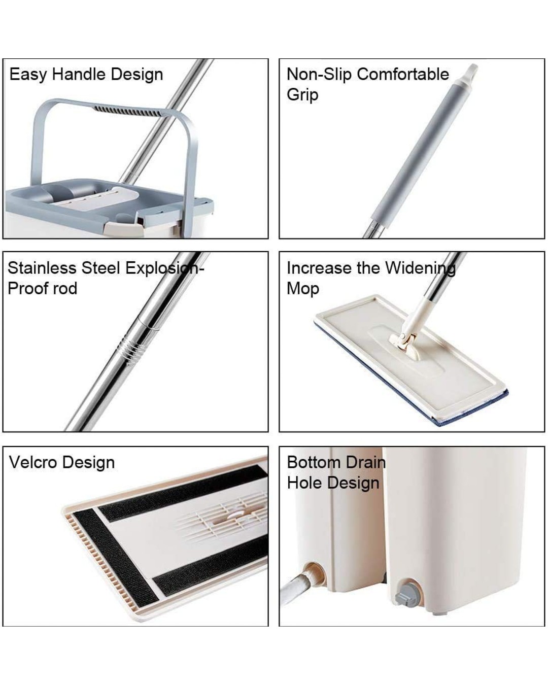 Bucket Mop Set with Wringer – Easy Spin Floor Cleaning Mop for Home (Pack of 1)