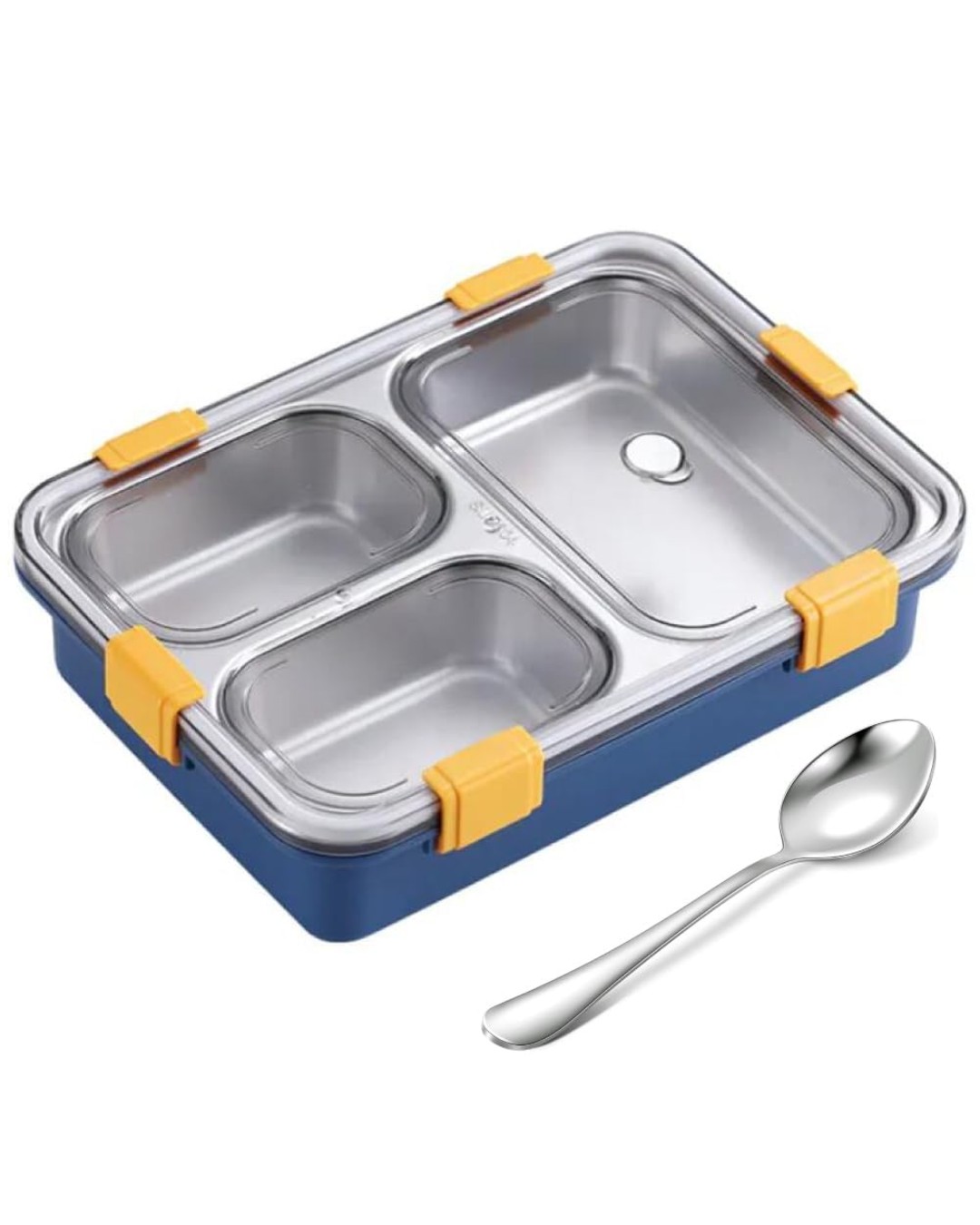 3 Compartment Stainless Steel Lunch Box, Leakage Proof Lunch Box for School Kids and Adults (Pack of 1 ,750ML)