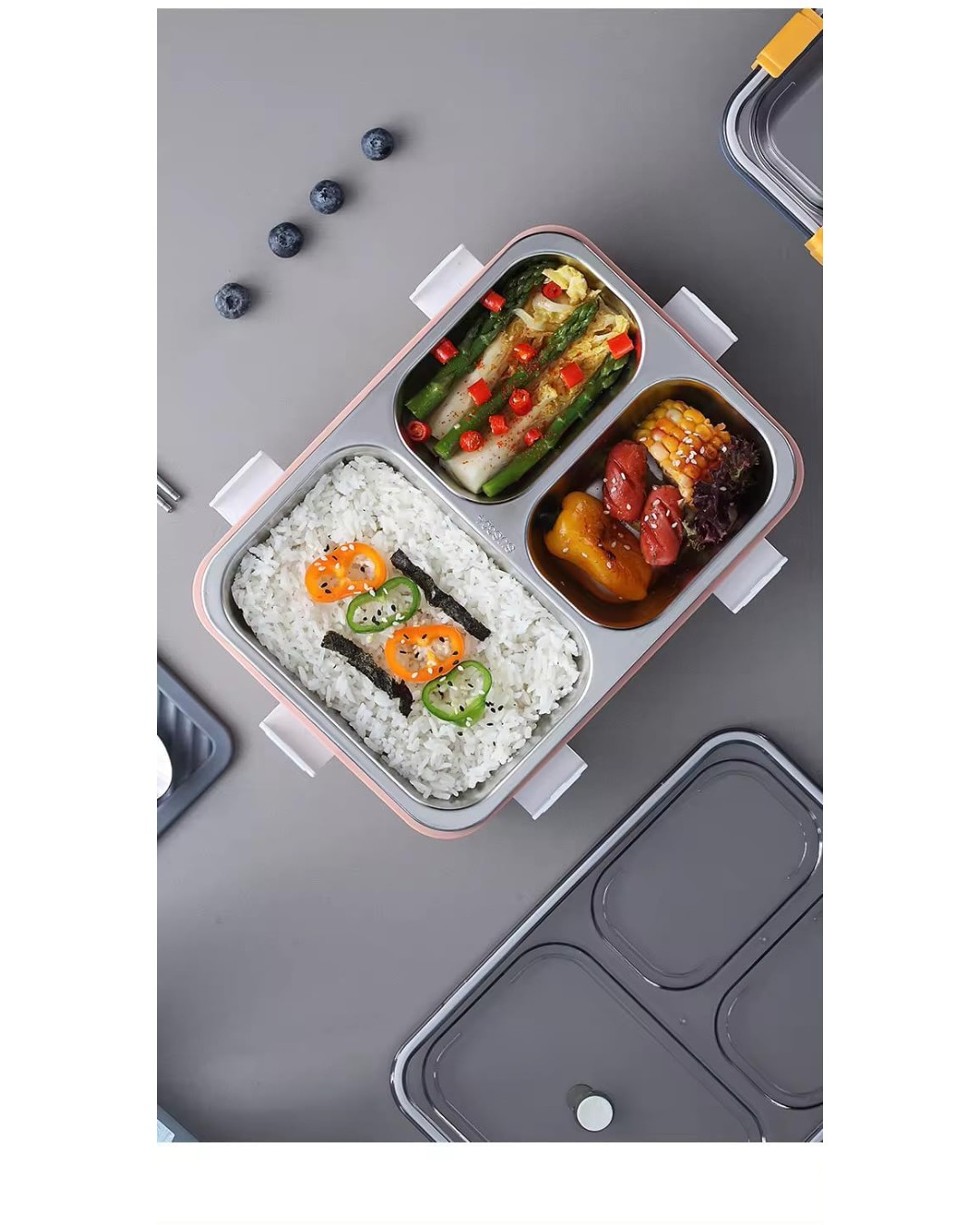 3 Compartment Stainless Steel Lunch Box, Leakage Proof Lunch Box for School Kids and Adults (Pack of 1 ,750ML)
