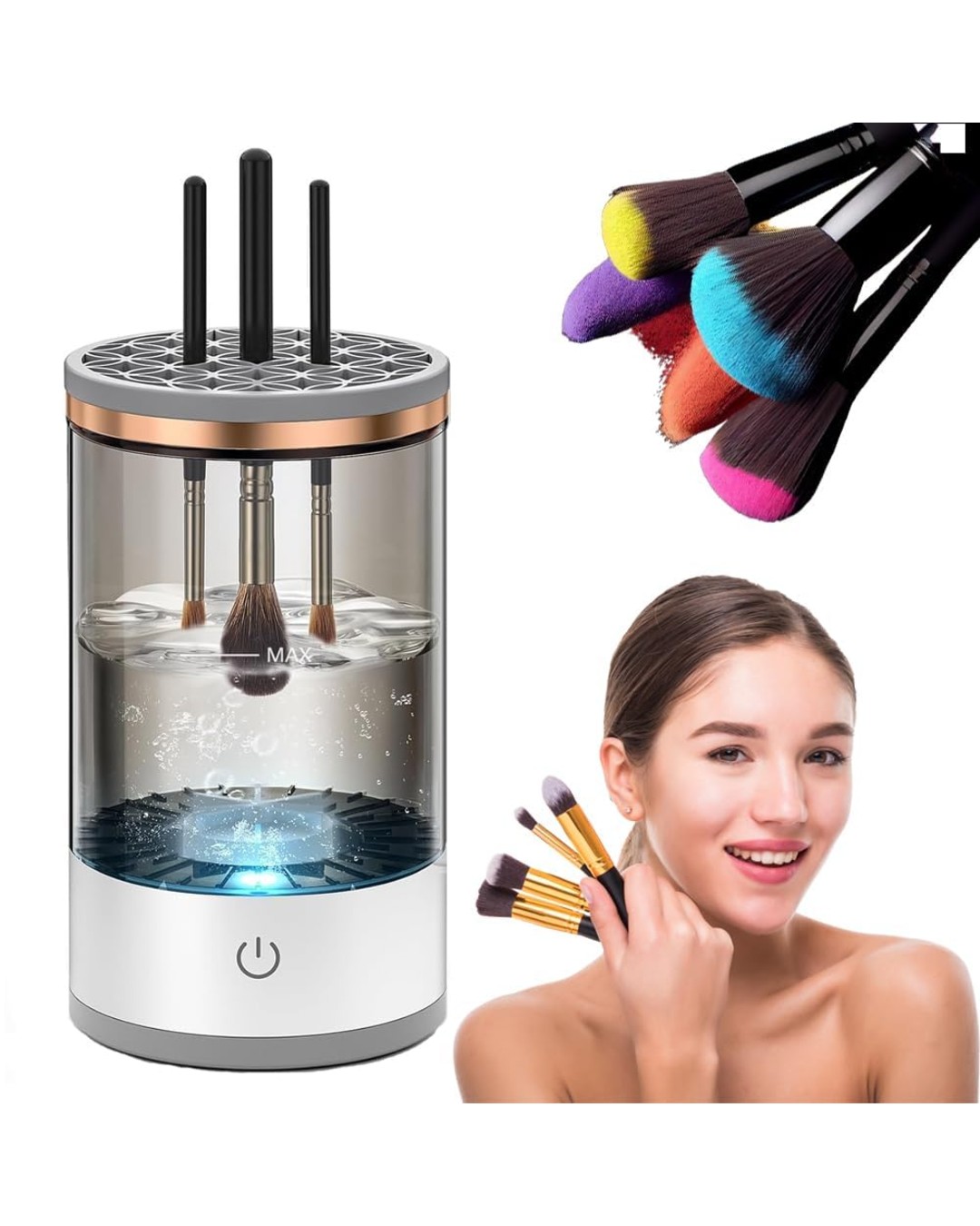 Electric Makeup Brush Cleaner,USB Automatic Cosmetic Brush Cleaner,Upgraded Electric Makeup Brush Cleaner for All Size Beauty Makeup Brushes (Pack of 1)