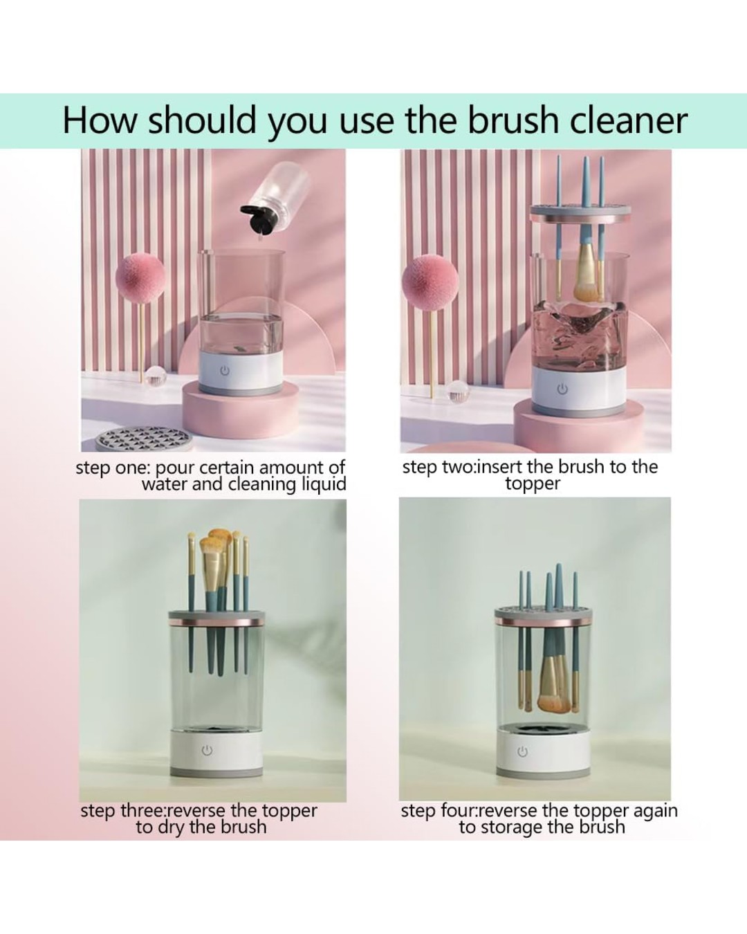 Electric Makeup Brush Cleaner,USB Automatic Cosmetic Brush Cleaner,Upgraded Electric Makeup Brush Cleaner for All Size Beauty Makeup Brushes (Pack of 1)