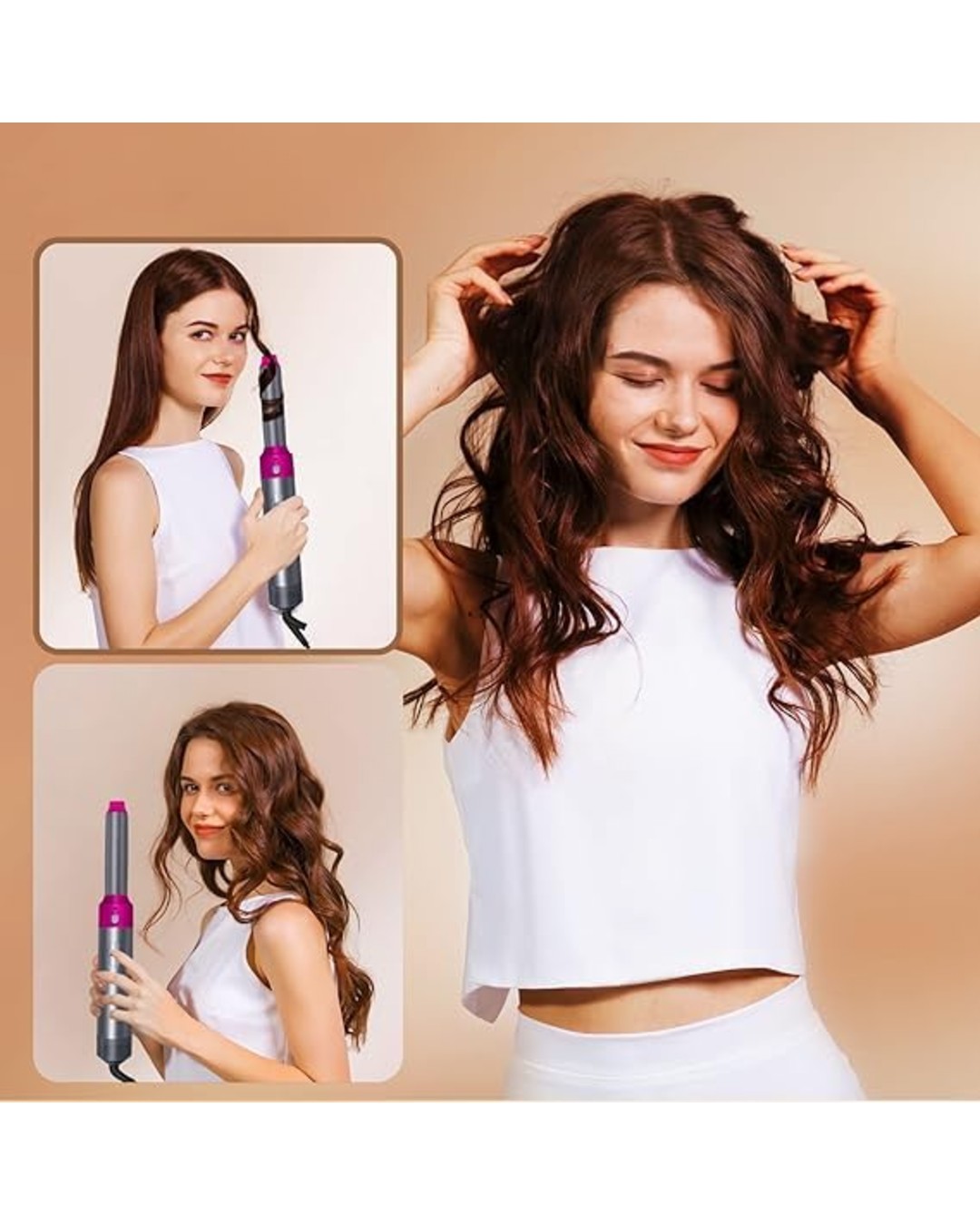 5 in 1 Hot Air Styler Hair Dryer Comb Multifunctional Styling Tool Fast Heating Crimper Wand Manual Curler (Pack of 1)