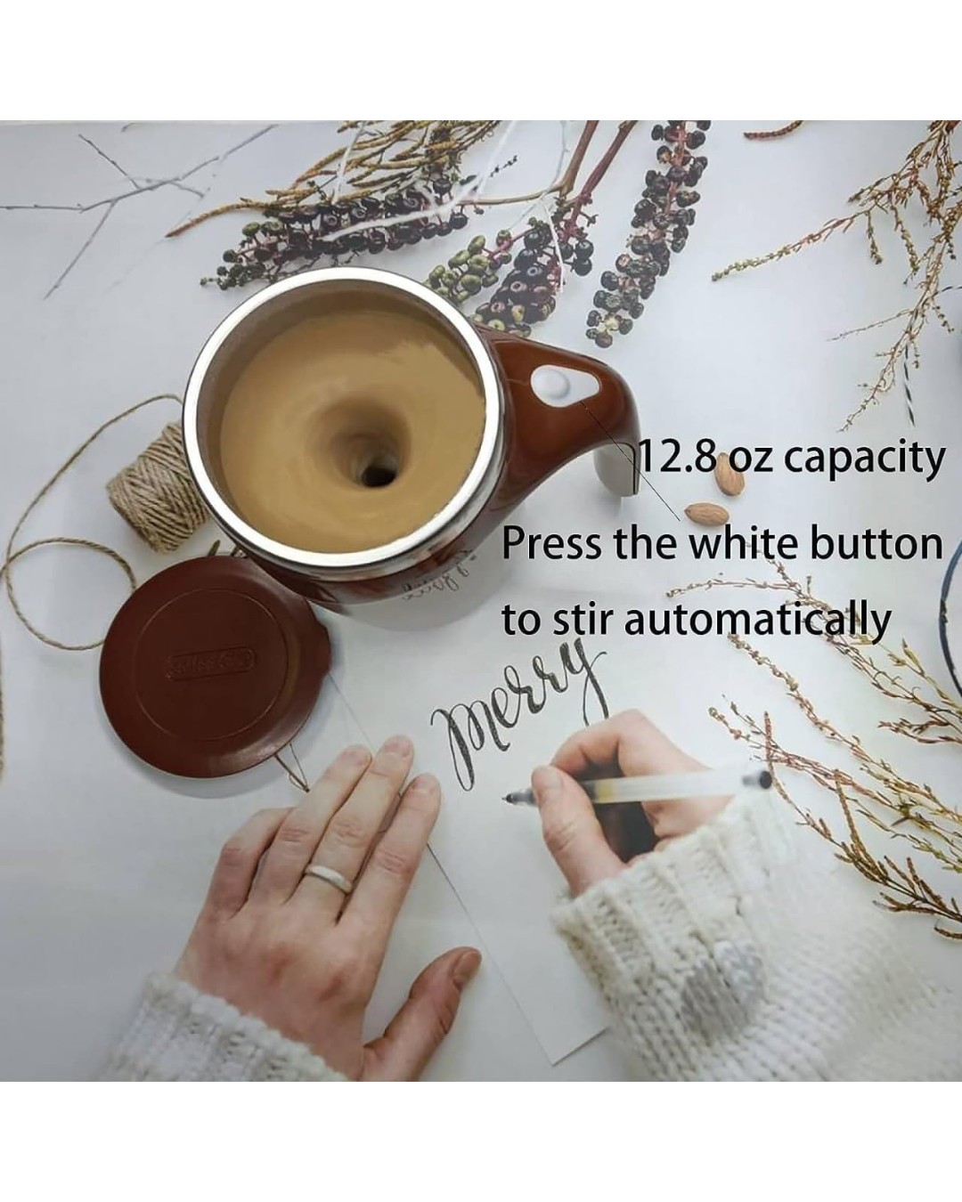 Magnetic Stirring Coffee Mug, Rotating Home Office Travel Mixing Cup (Pack of 1)