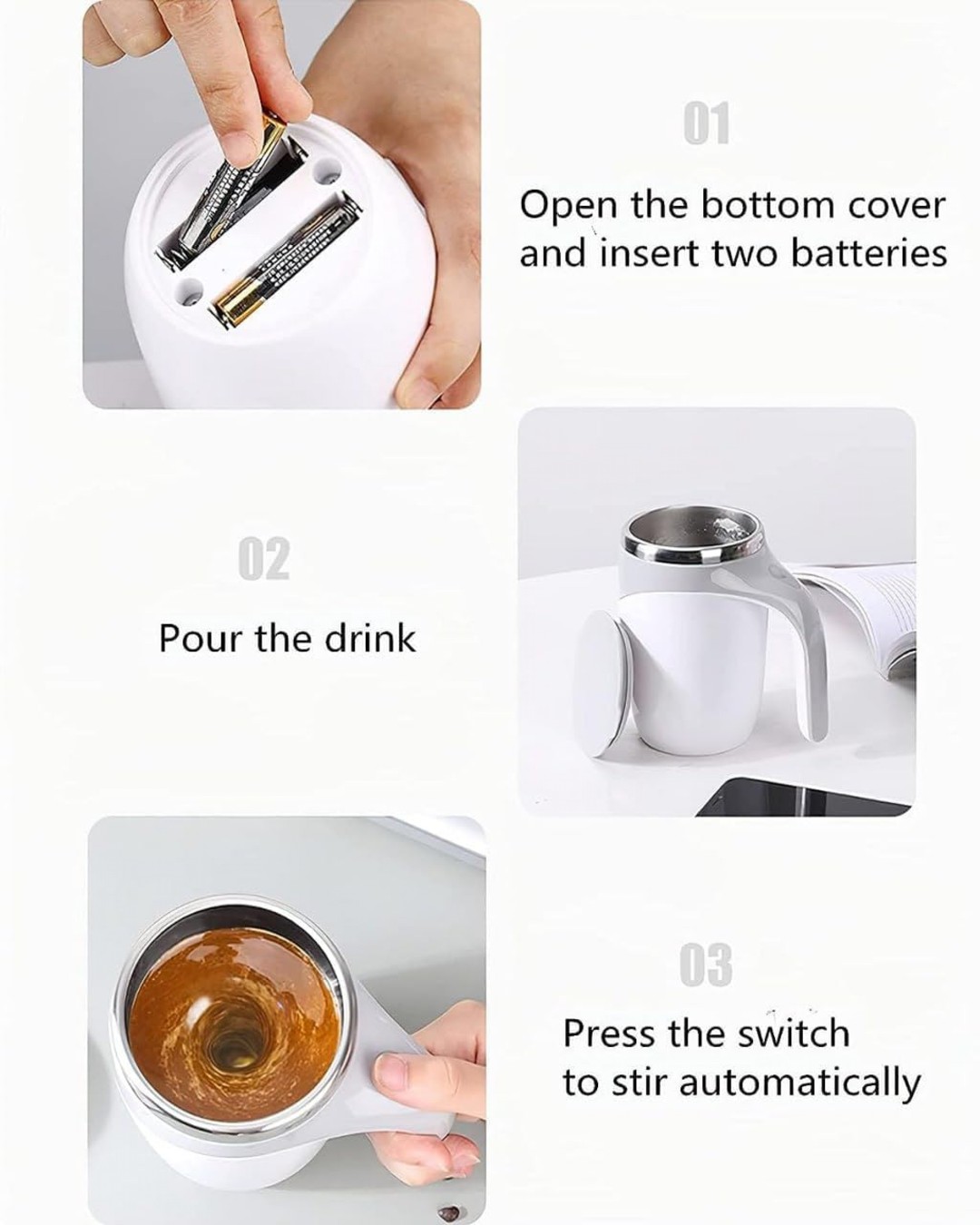 Magnetic Stirring Coffee Mug, Rotating Home Office Travel Mixing Cup (Pack of 1)