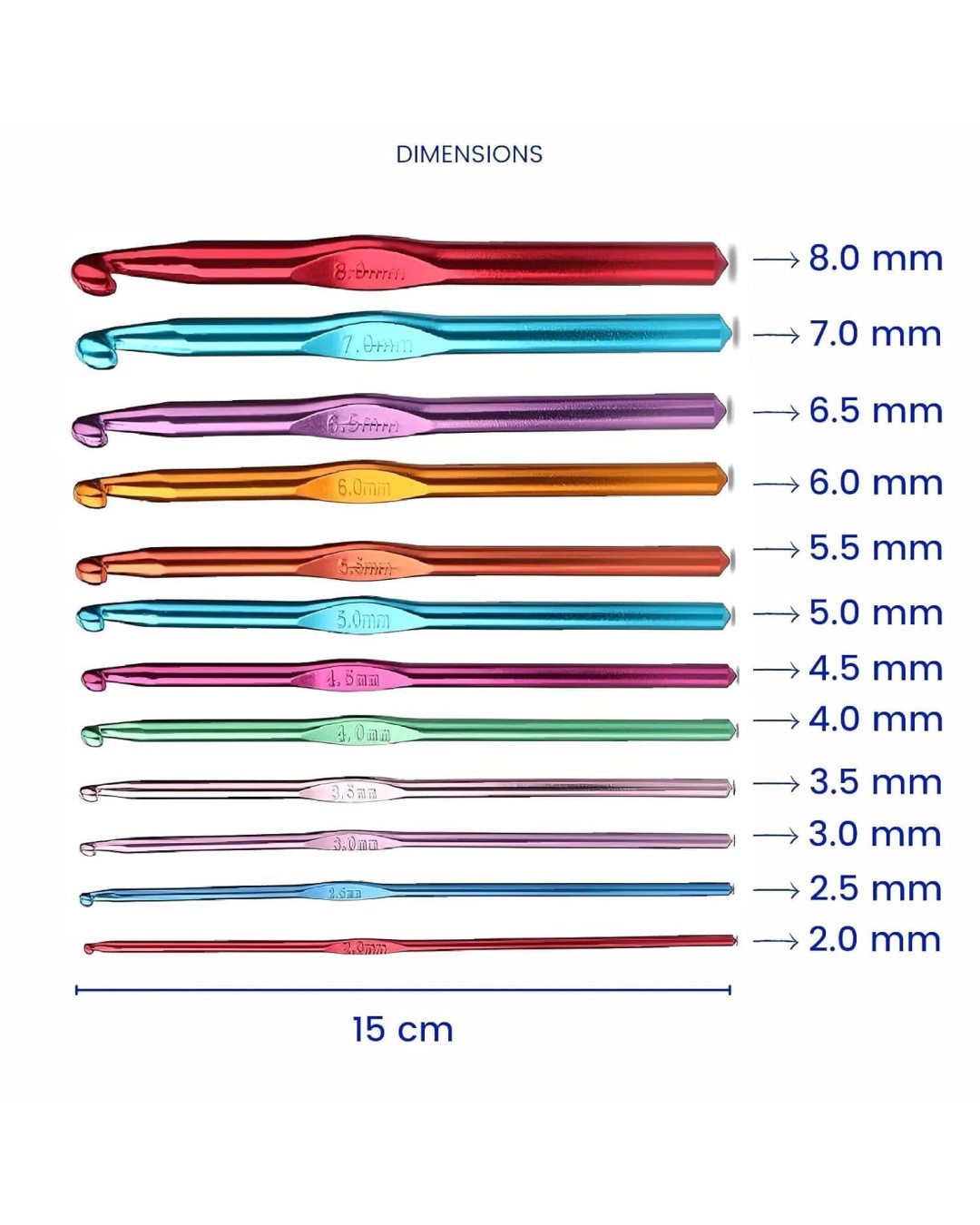 KYRO GLOBAL Aluminum Crochet Hooks Knitting Needles Set with Case (Multicolor) – 12 Pieces